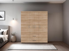 Closet Bariloche Bombay Eco, Fresno Europeo, con Variedad de Entrepaños y Cuatro Puertas Abatibles