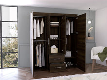 Closet Bariloche Bombay Eco, Nogal Europeo, con Variedad de Entrepaños y Cuatro Puertas Abatibles