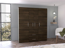 Closet Bariloche Bombay Eco, Nogal Europeo, con Variedad de Entrepaños y Cuatro Puertas Abatibles