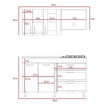 Cocina Integral Farichi, Castaño y Blanco, Incluye Mesón Izquierdo En Acero Inoxidable