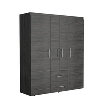 Closet Bariloche Bombay Eco, Gris, con Variedad de Entrepaños y Cuatro Puertas Abatibles