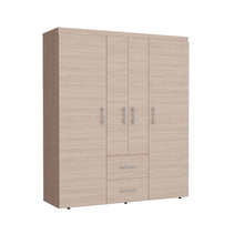 Closet Bariloche Bombay Eco, Nacar y Blanco, con Variedad de Entrepaños y Cuatro Puertas Abatibles