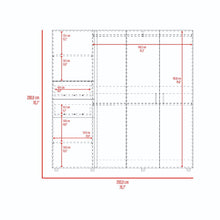 Closet Antalya 200x200, Bardolino y Blanco, con 5 puertas abatibles