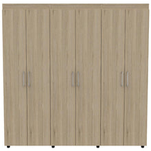 Closet Zafiro, Blanco y Beige, con Dos Cajones Multiusos y Seis Puertas Abatibles