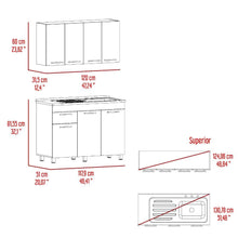 Cocina Integral Ameralto, Blanco y Beige, Incluye Mesón Derecho