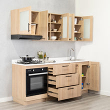 Cocina Integral Elica, Beige, Incluye Mesón Derecho con Estufa 4 Puestos A Gas + Campana + Horno