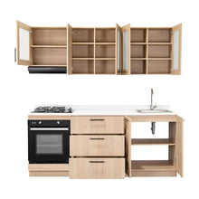 Cocina Integral Elica, Beige, Incluye Mesón Derecho con Estufa 4 Puestos A Gas + Campana + Horno