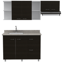 Cocina Integral Giotto, Blanco y Wengue, Incluye Mesón Izquierdo