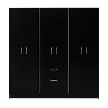 Closet Adira, Wengue y Blanco, con Dos Tubos Cromados y Seis Puertas Batientes ZF