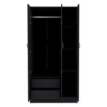 Closet Orbe, Wengue con dos cajones, 4 entrepaños y tubo cromado ZF