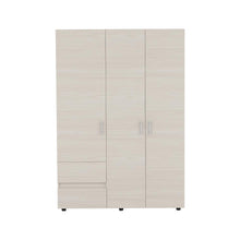Closet Light 140, Nevado y Blanco, con tres puertas abatibles