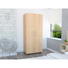 Closet Tera, Beige y Blanco, Dos Puertas Abatibles y Dos Tubos Cromados