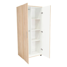 Closet Tera, Beige y Blanco, Dos Puertas Abatibles y Dos Tubos Cromados