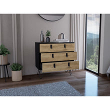 Organizador Huna, Wengue y Macadamia, Con Tres Amplios Cajones Deslizadores Para Guardar Objetos Personales ZF X2