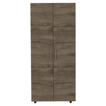 Closet Carlota, Nogal y Blanco, con Un Tubo Cromado y Tres Entrepaños