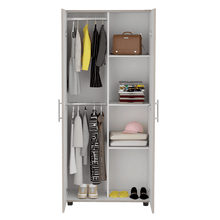 Closet Tera Bardolino y Blanco Vainilla, Dos Puertas Abatibles y Dos Tubos Cromados