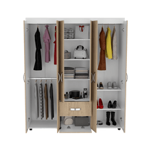 Closet Reve, Beige y Blanco Nevado,Con Amplios Espacios y Dos Cajones