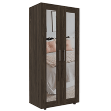 Closet Colima, Chocolate y Blanco, con Dos Puertas Batientes con Espejo