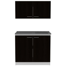 Cocina Integral Alastor, Blanco y Wengue, Con Mesón Derecho