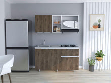 Cocina Integral Belotti, Nogal y Blanco, Incluye Mesón Izquierdo