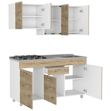 Cocina Integral Eris, Blanco Duqueza y Macadamia, Incluye Mesón Derecho