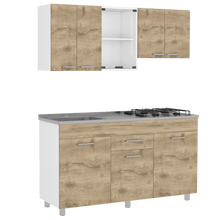 Cocina Integral Eris, Blanco Duqueza y Macadamia, Incluye Mesón Izquierdo