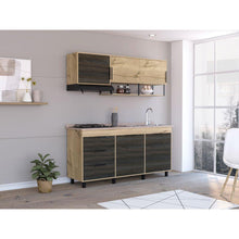 Cocina Integral 180 Larry, Café Claro y Grafito, Incluye Mesón Derecho  ZF