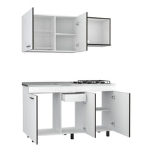 Cocina Integral Deneb, Blanco y Wengue, Incluye Mesón Izquierdo