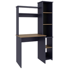 Escritorio Cerín, Azul y Kronos Fresno, con Seis Entrepaños y Gran Espacio de Almacenamiento