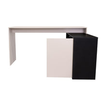 Escritorio en L Cuera, Capri y Wengue, con compartimento para objetos de estudio o decorativos