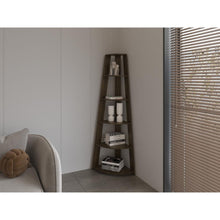 Estanteria Esquinero Delverg, Nogal Europeo, con  entrepaños para ubicar artículos decorativos