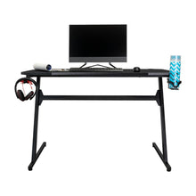 Escritorio Gamer Racer, Wengue, con tubos de metal y cubrimiento de polvo