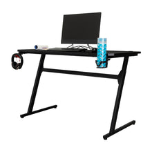 Escritorio Gamer Racer, Wengue, con tubos de metal y cubrimiento de polvo