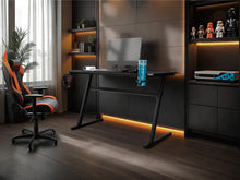 Escritorio Gamer Racer, Wengue, con tubos de metal y cubrimiento de polvo