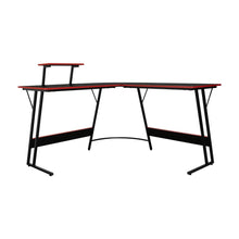 Escritorio Gamer en L, Negro y Rojo, cuenta con espacio para mas de una pantalla