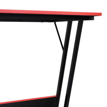 Escritorio Gamer en L, Negro y Rojo, cuenta con espacio para mas de una pantalla