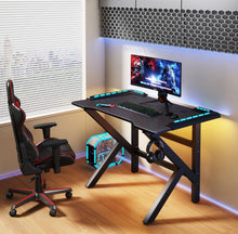 Escritorio Gamer Galactic, Negro, Estructura Metalica y Luz Led