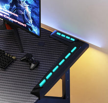 Escritorio Gamer Galactic, Negro, Estructura Metalica y Luz Led