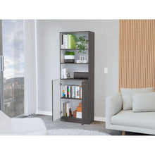 Biblioteca Home, Plata Oscuro, con cinco entrepaños y Dos Puertas Abatibles ZF