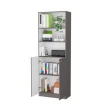Biblioteca Home, Plata Oscuro, con cinco entrepaños y Dos Puertas Abatibles ZF