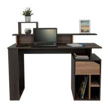 Escritorio Taira, Caoba y Miel, con Un Cajón y Espacio Para Artículos de Estudio