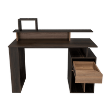 Escritorio Taira, Caoba y Miel, con Un Cajón y Espacio Para Artículos de Estudio