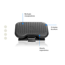 Descansapies Graduable 3 Alturas de Plástico, Negro