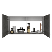 Gabinete Superior Cantabria, Blanco Perla y Gris, con Dos Puertas Batientes ZF