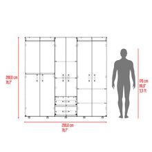 Closet Barin 200, Fresno Europeo y Wengue, con cuatro puertas abatibles