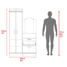 Closet Tocador Praga, Fresno y Blanco, con diseño moderno incluye Espejo