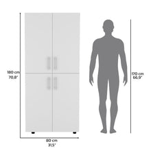 Closet Hancel, Blanco Duqueza, Cuatro Puertas Abatibles y Dos Tubos Cromados ZF