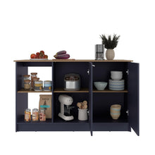 Barra de Cocina Samara, Azul y Fresno Kronos, con Dos Puertas y Entrepaños