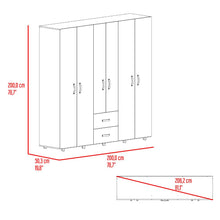 Closet Barin 200, Fresno Europeo y Wengue, con cuatro puertas abatibles