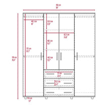 Closet Fontana, Fresno Europeo y Blanco, con Cuatro Tubos Para Colgar Ropa y Zapatero En La Parte Inferior